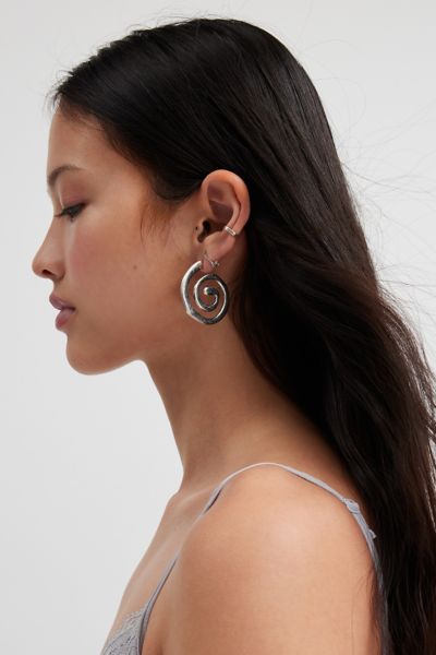 Swirly Burnished Hoop Earring