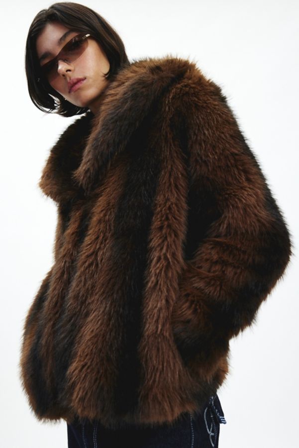 Slide View: 2: Silence + Noise Yavonne Faux Fur Coat