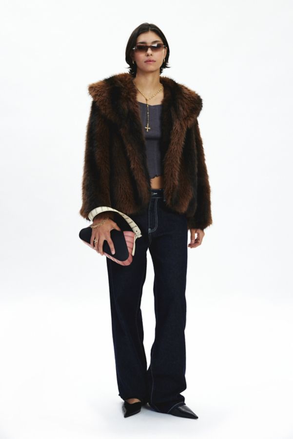 Slide View: 3: Silence + Noise Yavonne Faux Fur Coat