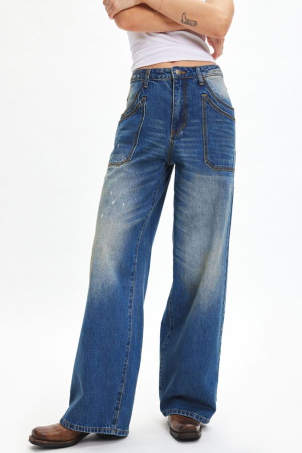 Slide View: 1: GUESS ORIGINALS Double Pocket Wide Leg Jean