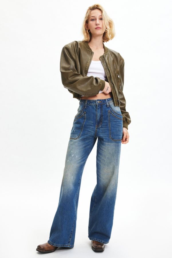 Slide View: 5: GUESS ORIGINALS Double Pocket Wide Leg Jean