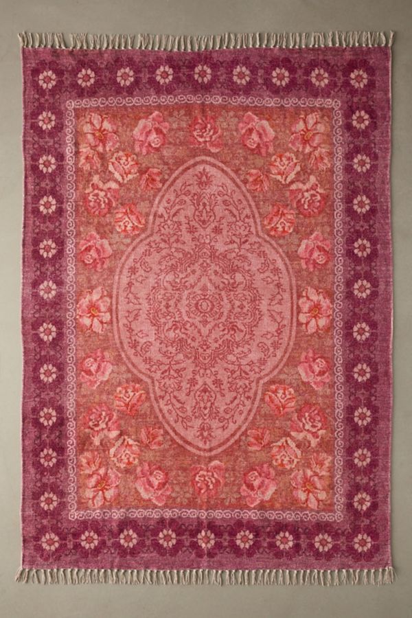 Slide View: 1: Minerva Floral Digital Printed Chenille Rug