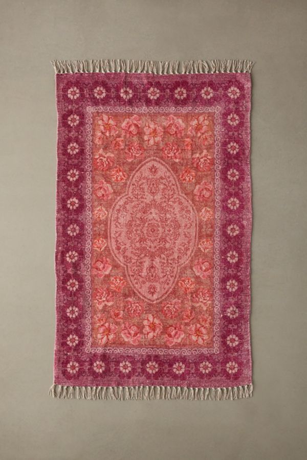 Slide View: 4: Minerva Floral Digital Printed Chenille Rug