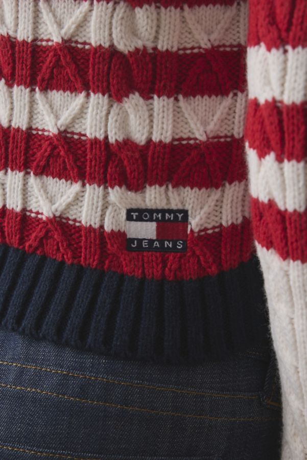 Slide View: 5: Tommy Jeans Star & Stripe Knit Quarter Zip Pullover Sweater