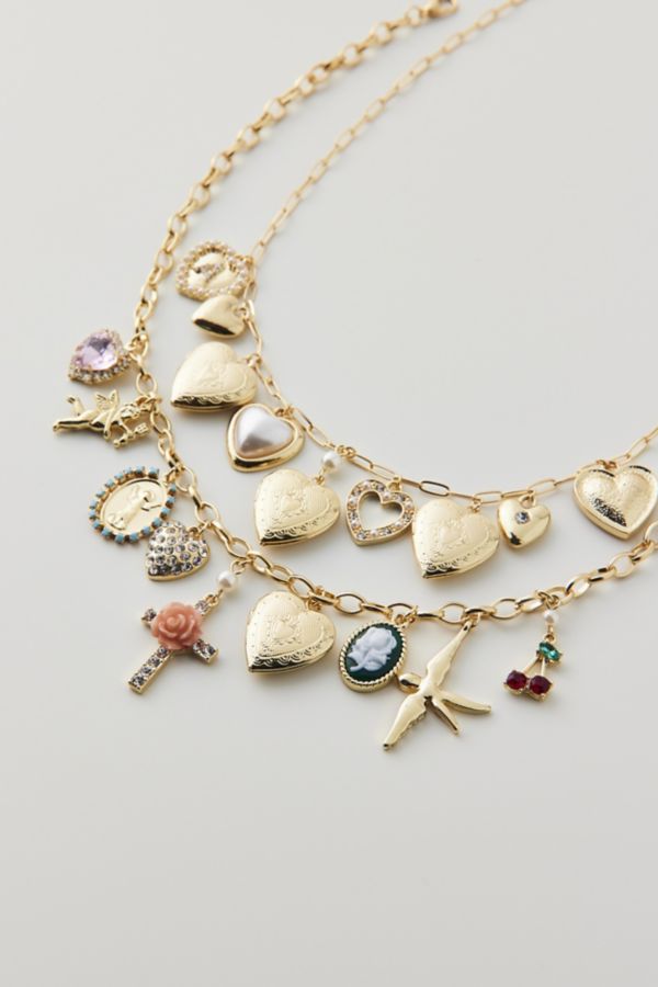 Slide View: 3: Bianca Layered Charm Necklace Set