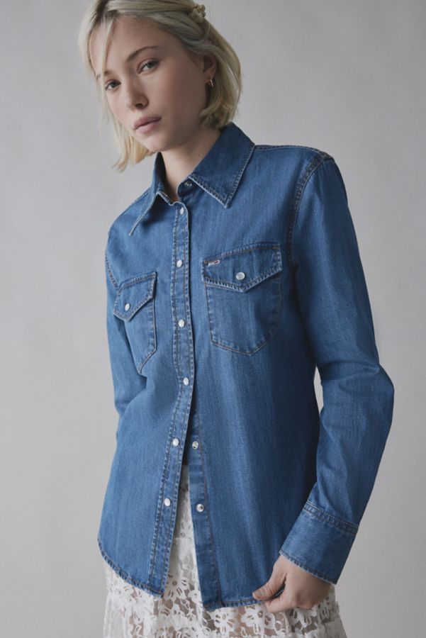 Slide View: 2: Tommy Jeans Western Denim Button-Down Shirt