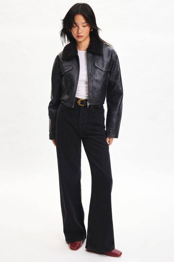 Slide View: 3: BDG Janine Faux Leather Cropped Aviator Jacket