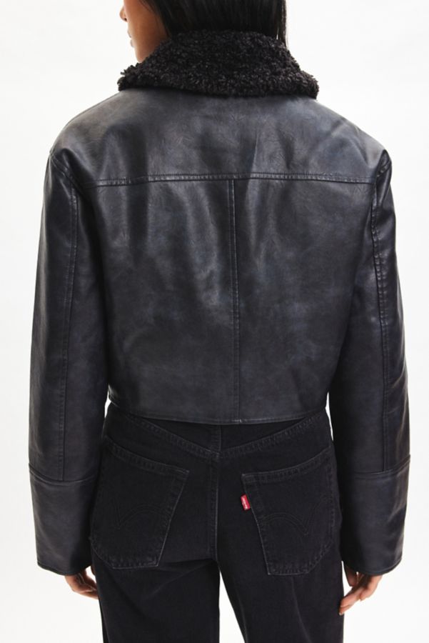 Slide View: 4: BDG Janine Faux Leather Cropped Aviator Jacket