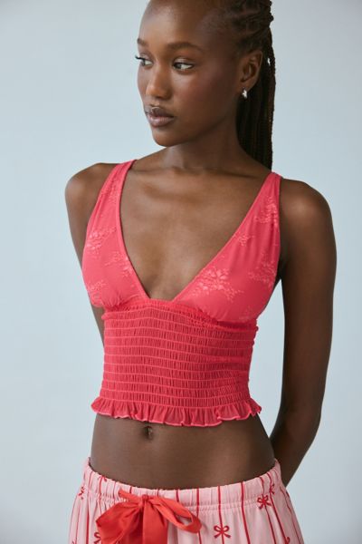Out From Under Firecracker Smocked Cropped Top