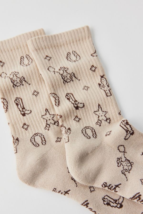 Slide View: 2: Cowboy Print Crew Sock