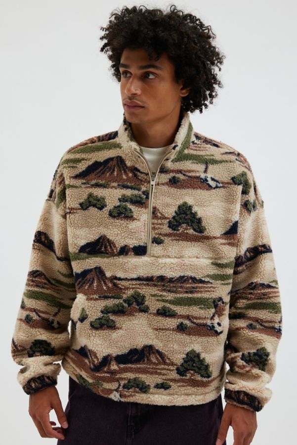 Slide View: 5: BDG Scotty Printed Fleece Half-Zip Mock Neck Sweatshirt