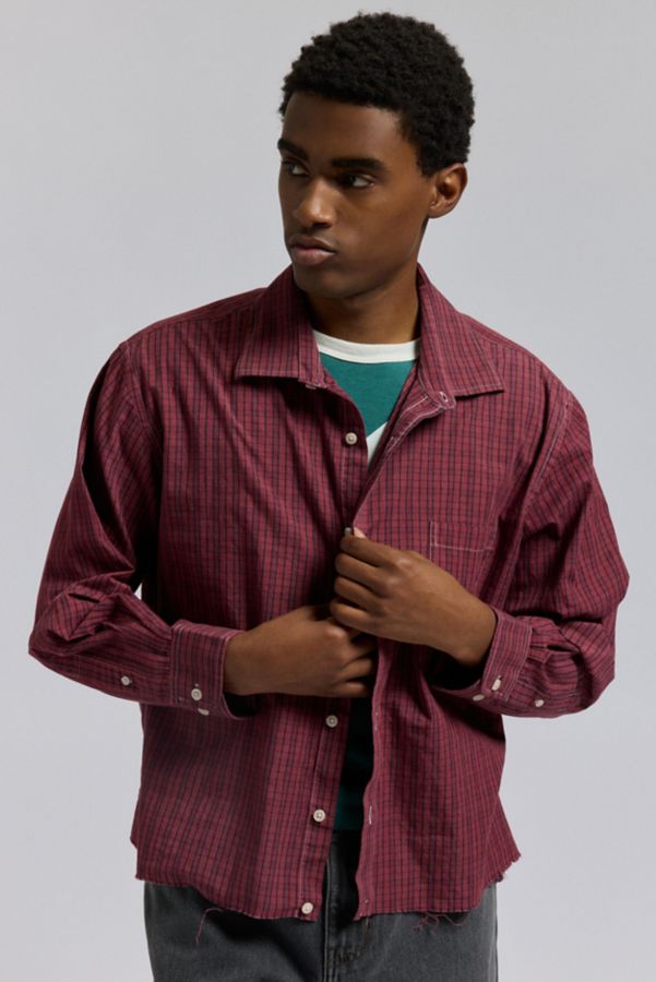 Slide View: 1: Urban Renewal Remade Overdyed Check Cropped Shirt