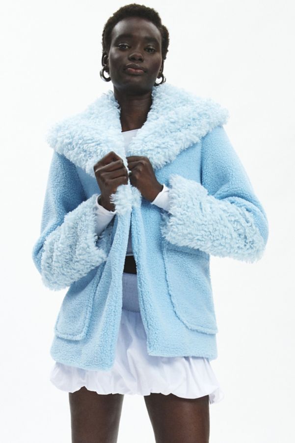 Slide View: 2: Kimchi Blue Amelia Faux Fur Trimmed Fleece Coat