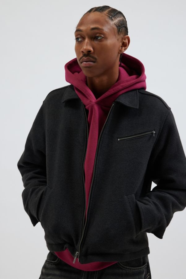 Slide View: 1: Standard Cloth Solid Brushed Zip Jacket