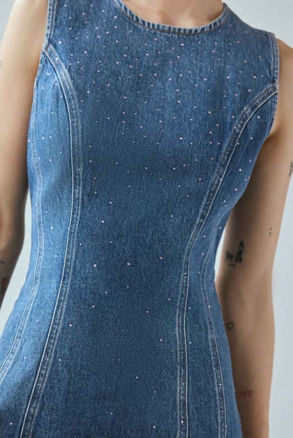 Slide View: 3: Tommy Jeans Rhinestone Embellished Denim Mini Dress