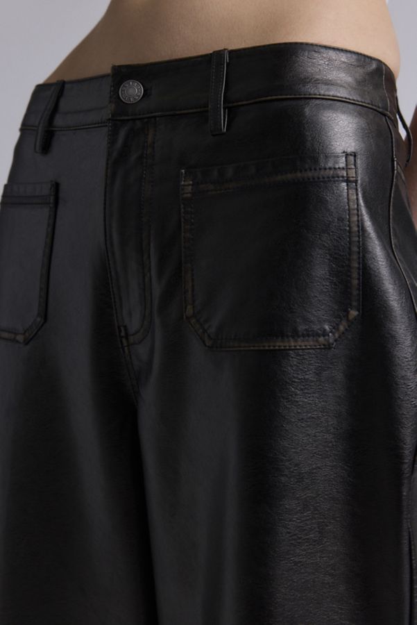 Slide View: 3: GUESS ORIGINALS Faux Leather Patch Pocket Wide Leg Pant