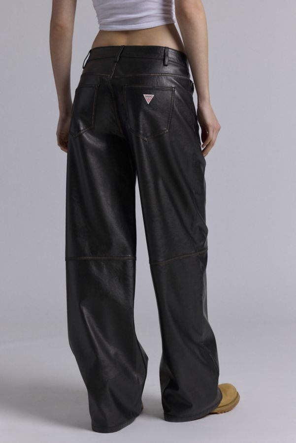 Slide View: 4: GUESS ORIGINALS Faux Leather Patch Pocket Wide Leg Pant