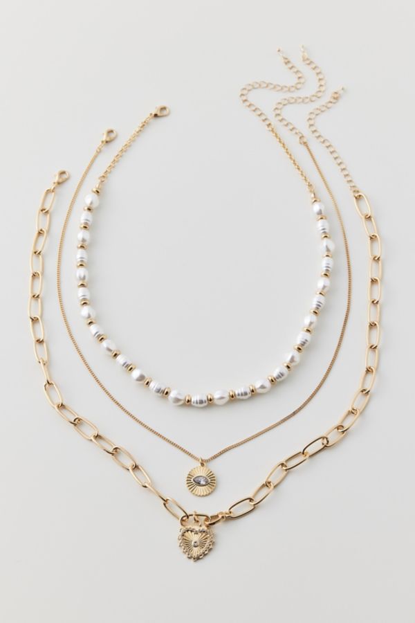 Slide View: 1: Alina Pearl Layering Necklace Set