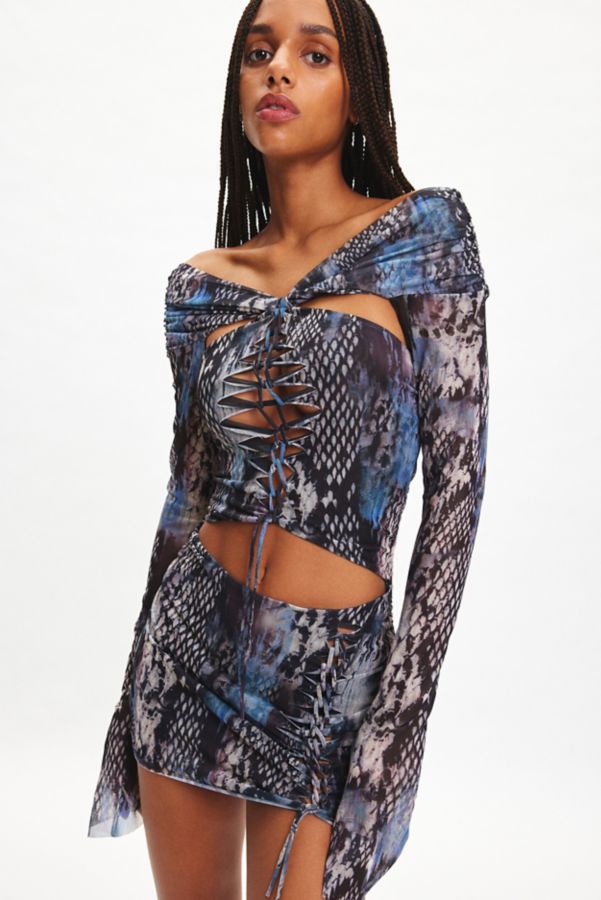 Slide View: 2: Jaded London Dahna Macramé Mesh Mini Dress