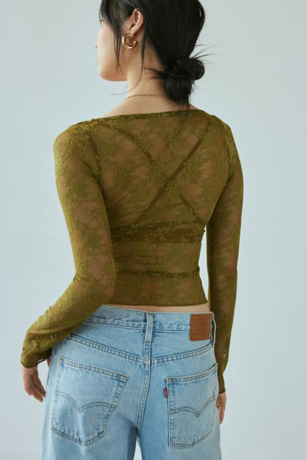 Slide View: 3: Out From Under Lana Plunge Lace Long Sleeve Top