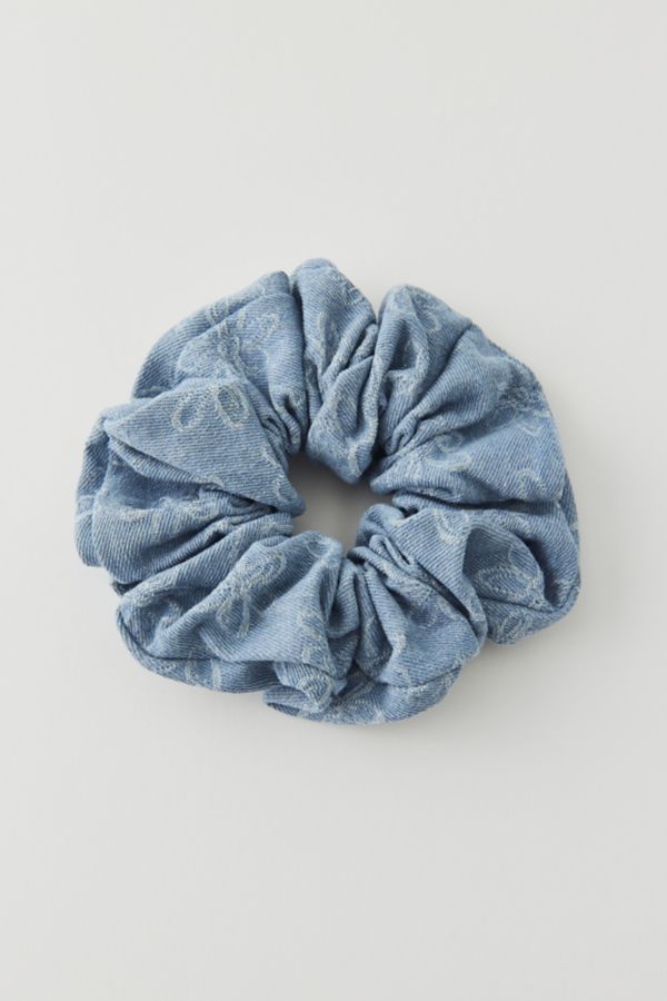 Slide View: 2: Denim Frayed Flower Scrunchie