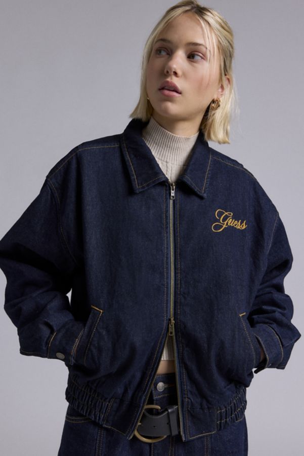 Slide View: 1: GUESS ORIGINALS Denim Bomber Jacket