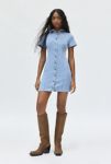 Thumbnail View 4: UO Monica Button-Up Short Sleeve Denim Mini Dress