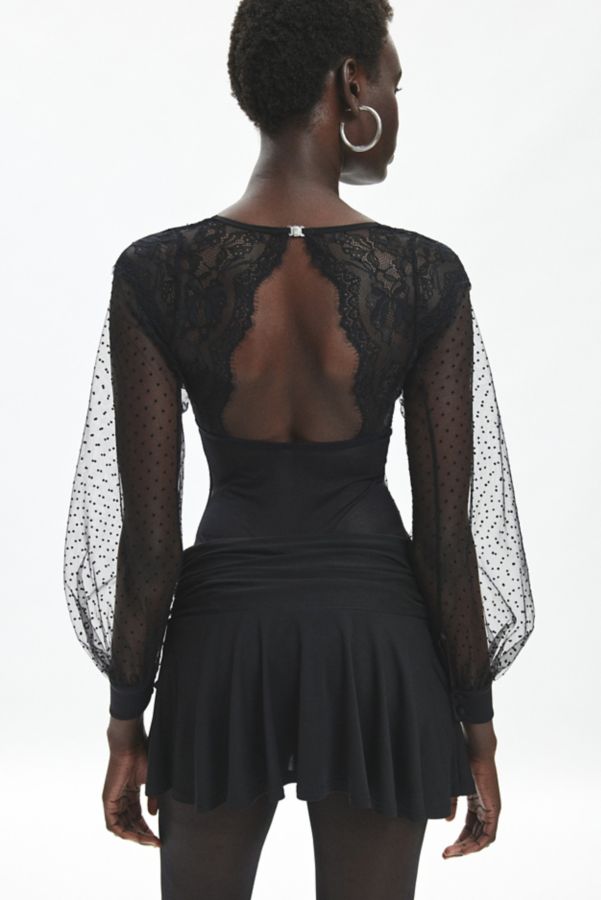 Slide View: 3: Thistle + Spire Constellation Dotted Mesh Long Sleeve Bodysuit