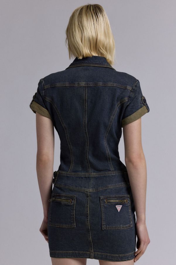 Slide View: 4: GUESS ORIGINALS Utility Zip Denim Mini Dress