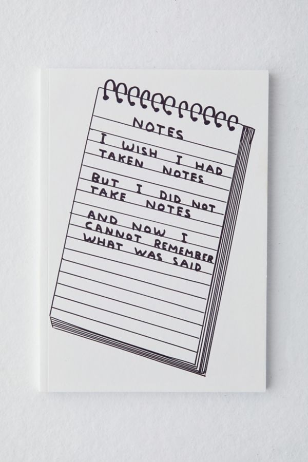 Slide View: 1: Brainbox Candy X David Shrigley Wish I'd Taken Notes Notebook