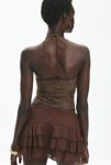 Thumbnail View 3: Jaded London Velvet And Mesh Split-Front Y-Strap Halter Top