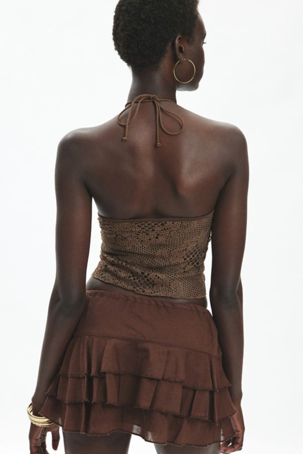 Slide View: 3: Jaded London Velvet And Mesh Split-Front Y-Strap Halter Top