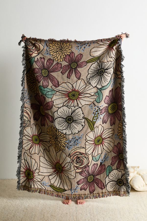 Slide View: 2: Calhoun & Co. Pastel Garden Tapestry Throw Blanket