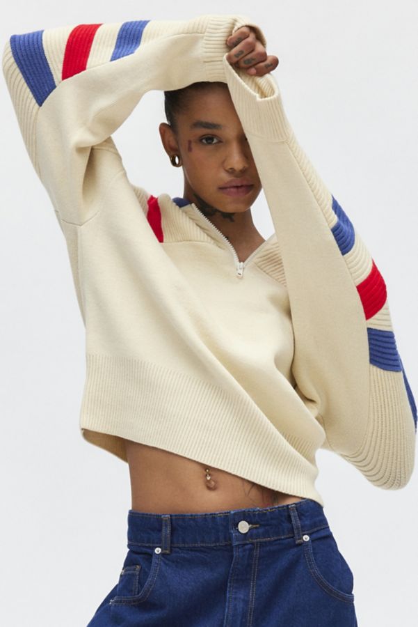 Slide View: 1: BDG Theo Quarter Zip Pullover Sweater