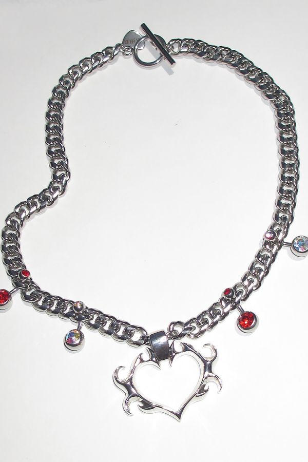 Slide View: 2: RIMOR The Pierced Selma Heart Chain Necklace