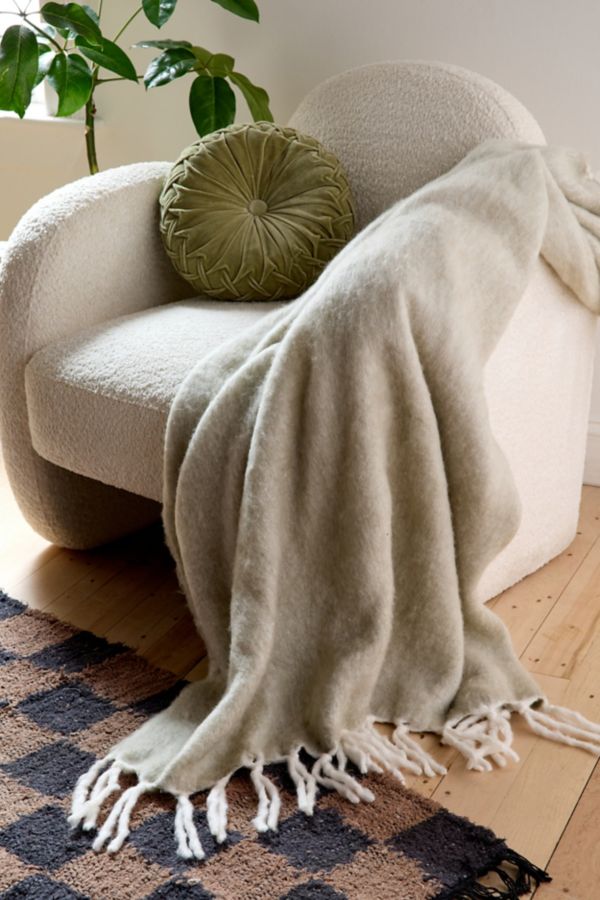 Slide View: 1: Solid Faux Mohair Fur Throw Blanket