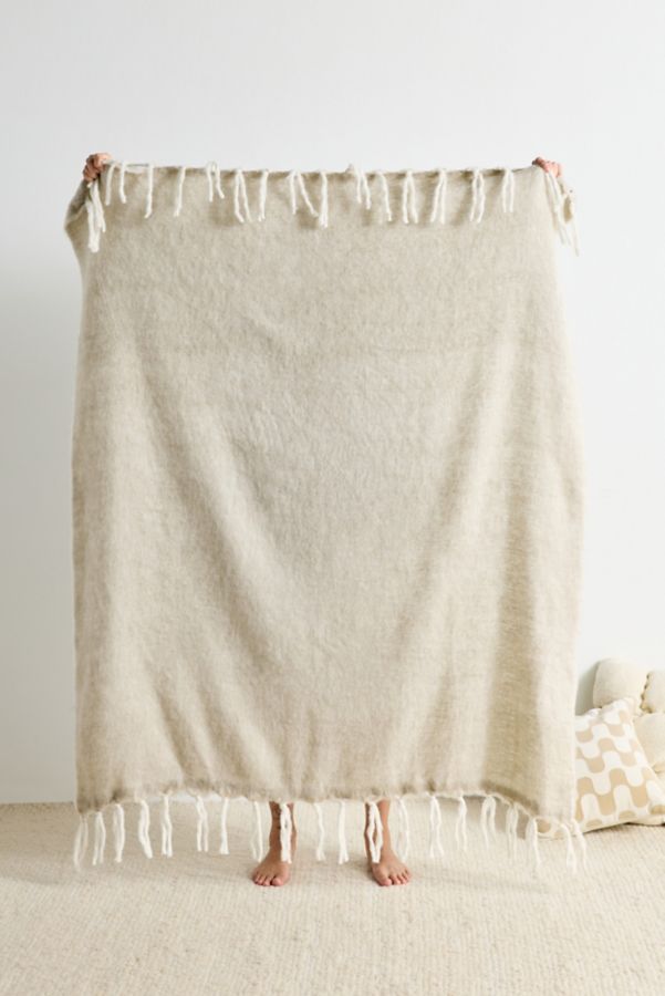 Slide View: 2: Solid Faux Mohair Fur Throw Blanket