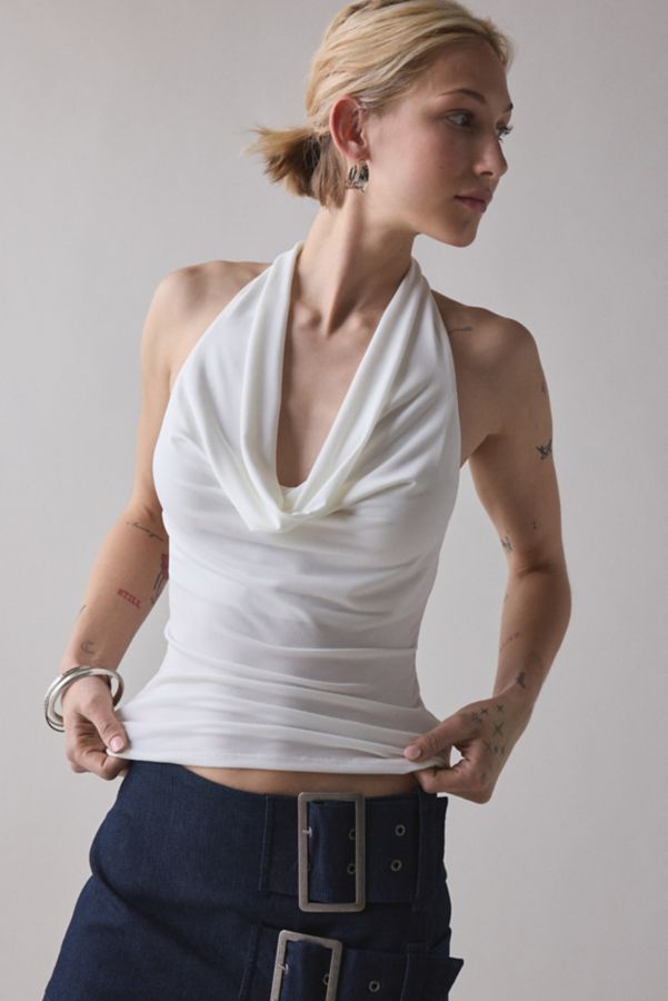 Slide View: 1: Silence + Noise Coyote Cowl Neck Halter Top