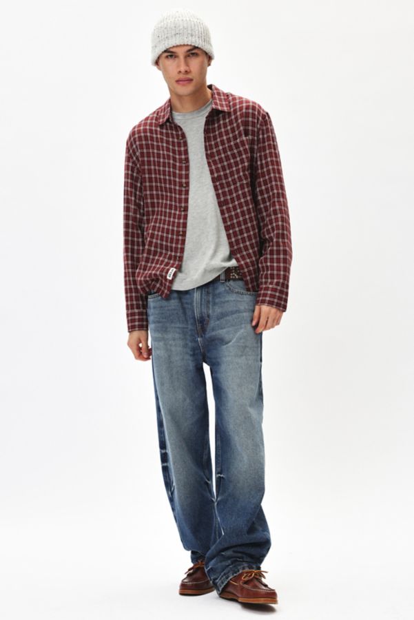 Slide View: 2: GUESS ORIGINALS Micro Plaid Long Sleeve Shirt