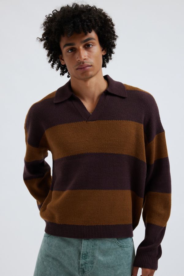 Slide View: 1: UO Benson Rugby Cropped Striped Sweater