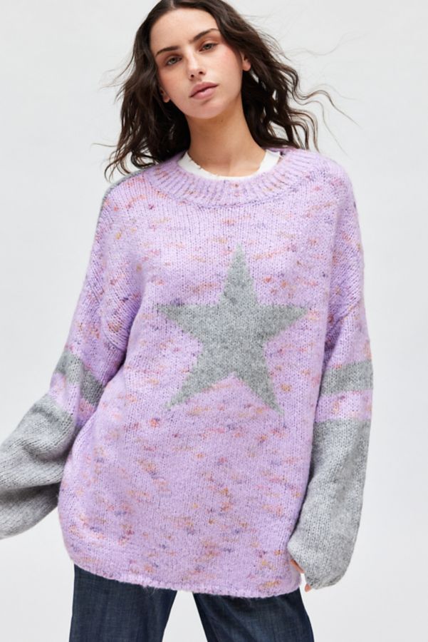 Slide View: 1: BDG Stella Star Graphic Oversized Pullover Sweater