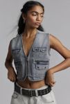 Thumbnail View 1: One Teaspoon Island Blue Cropped Denim Utility Vest