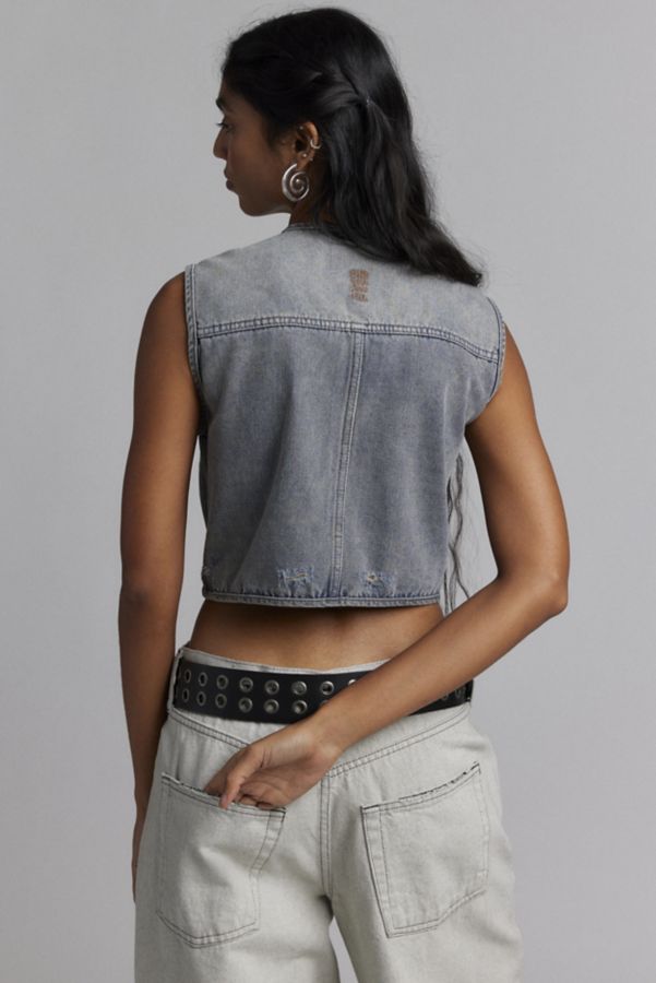 Slide View: 4: One Teaspoon Island Blue Cropped Denim Utility Vest