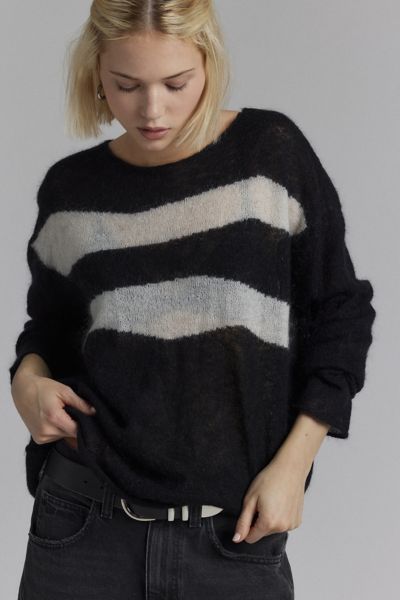 One Teaspoon Vivianne Wide Neck Stripe Sweater