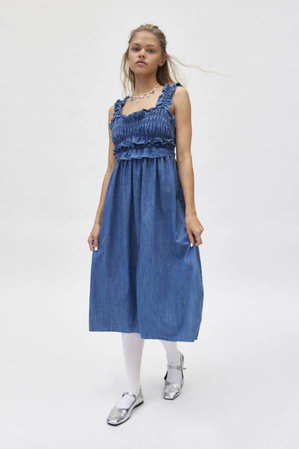 Slide View: 1: Kimchi Blue Kenzie Empire Waist Bow Back Denim Maxi Dress