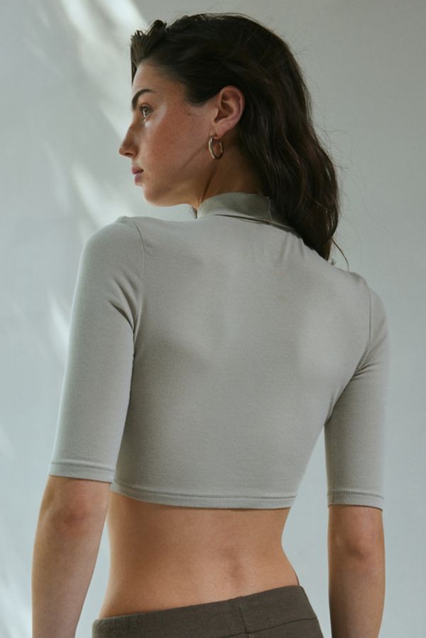 Slide View: 3: Out From Under Cotton Compression Cropped Mock Neck Tee