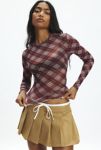 Thumbnail View 2: GUESS ORIGINALS Plaid Sheer Mesh Long Sleeve Top