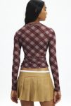 Thumbnail View 3: GUESS ORIGINALS Plaid Sheer Mesh Long Sleeve Top