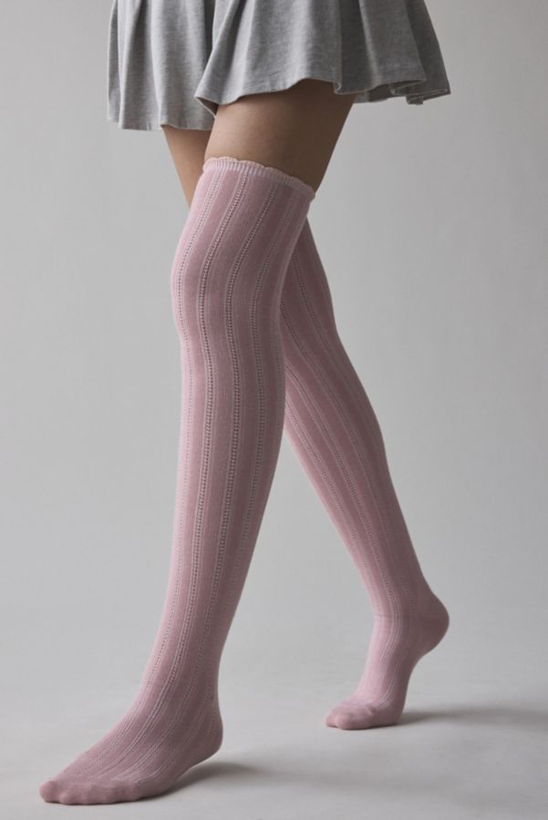 Slide View: 1: Pointelle Over-The-Knee Sock