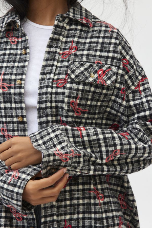 Slide View: 2: BDG Dani Embroidered Oversized Flannel Shirt